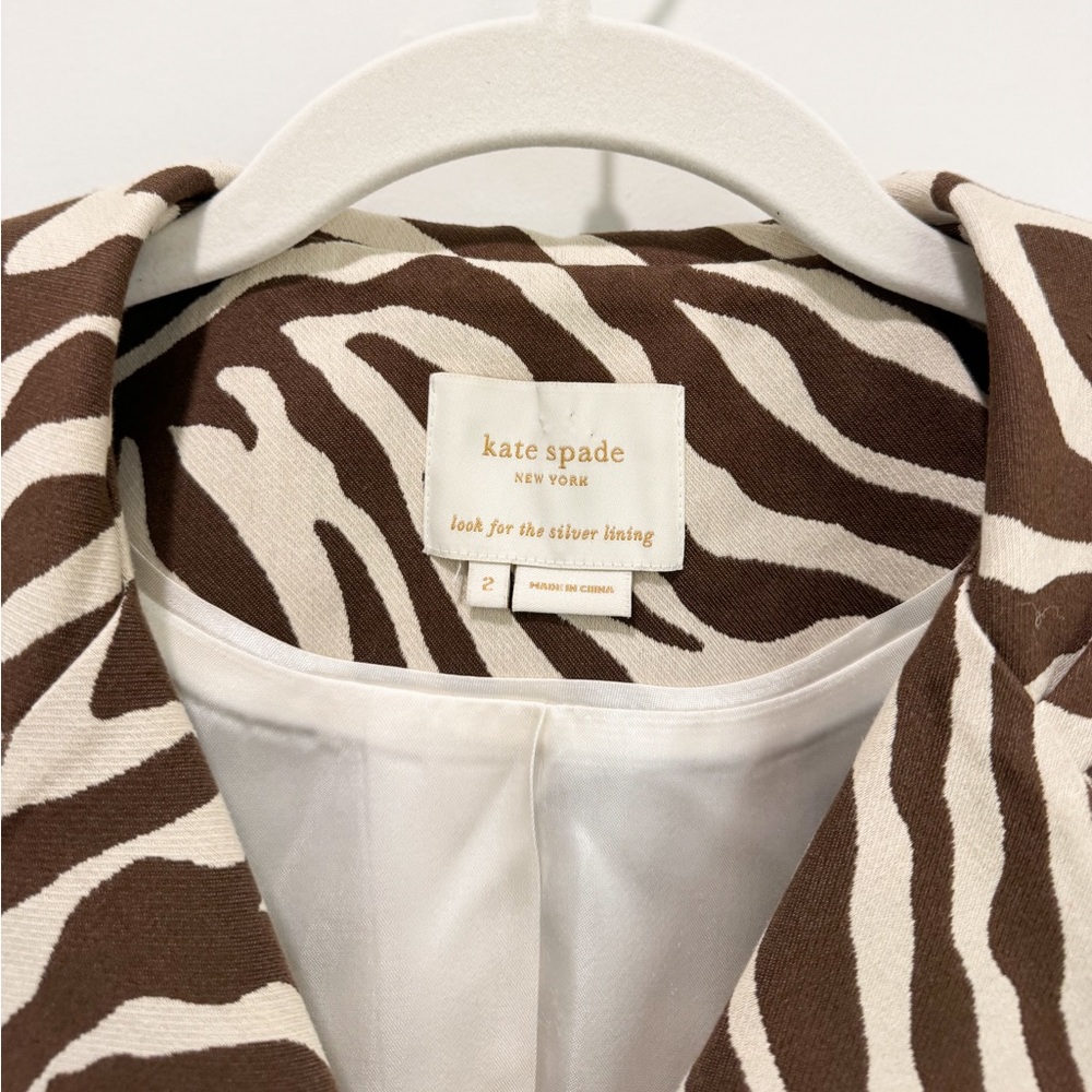 Kate Spade Silk Blend Zebra Print Cropped Jacket. Size 2 - Picture 6 of 9